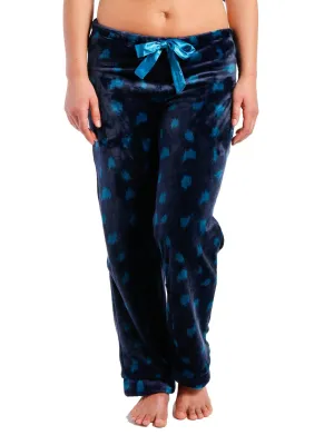 Women's Lush Butterfleece Lounge/Sleep Pants - Snow Leopard - Navy/Teal